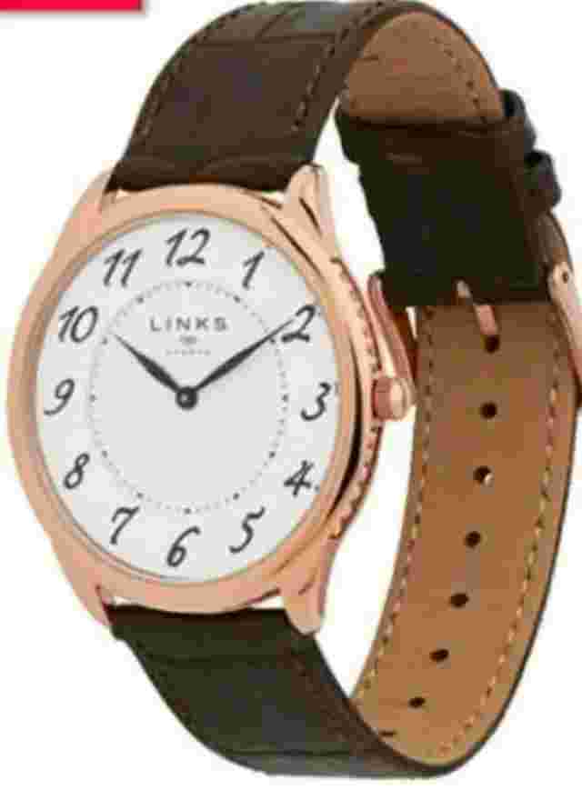 Links of London Narrative Mens Watch Water Resistant Rose Gold Brown Leathe