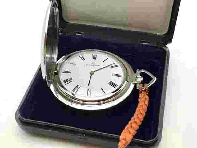 Bucherer Vintage Pocket Watch Manual Wind Gold Tone 42mm Swiss Collectible