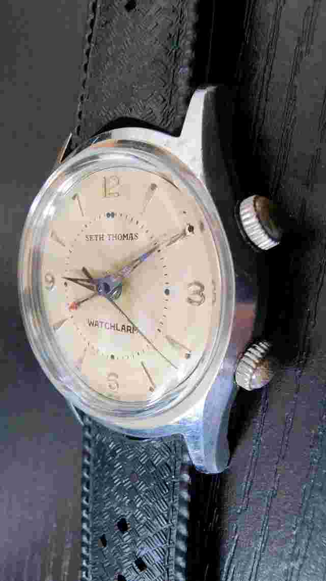 1950s Seth Thomas Alarm Wrist Watch Rare AS 1475 17J Working NOS Crystal Band