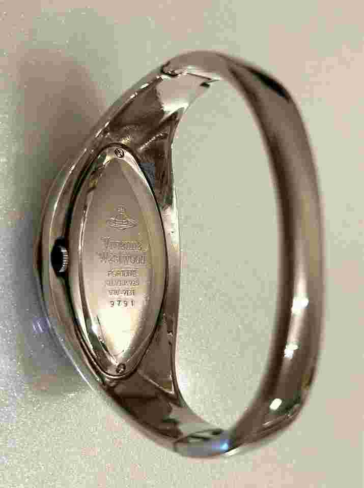 Vivienne Westwood Silver 925 Bracelet Watch Black Dial Used Rare