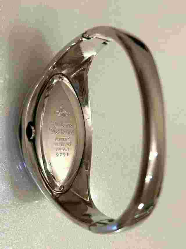 Vivienne Westwood Silver 925 Bracelet Watch Black Dial Used Rare