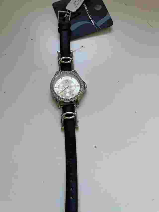 new york and company Watch Silver Face Black Strap