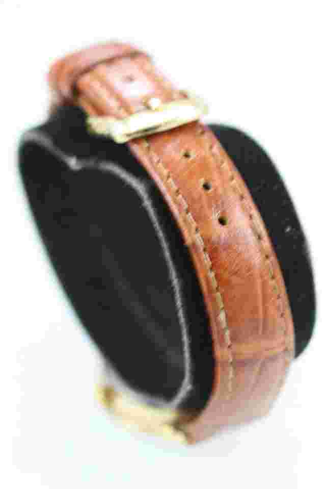 LA Express Women Watch Gold Stainless Leather Brown WR Colorful Pearl Quartz