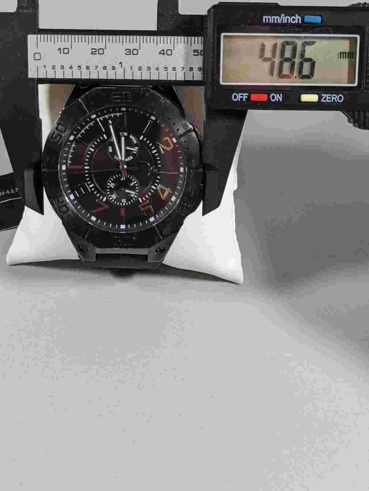 Marc Anthony Black Dial Day Date Round Case Silicone Band Watch