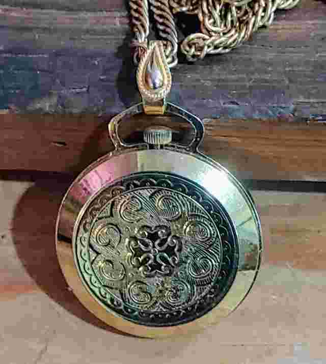 Vintage Rex Antimagnetic Swiss Pocket Watch with 24" Necklace Chain Gold Tone