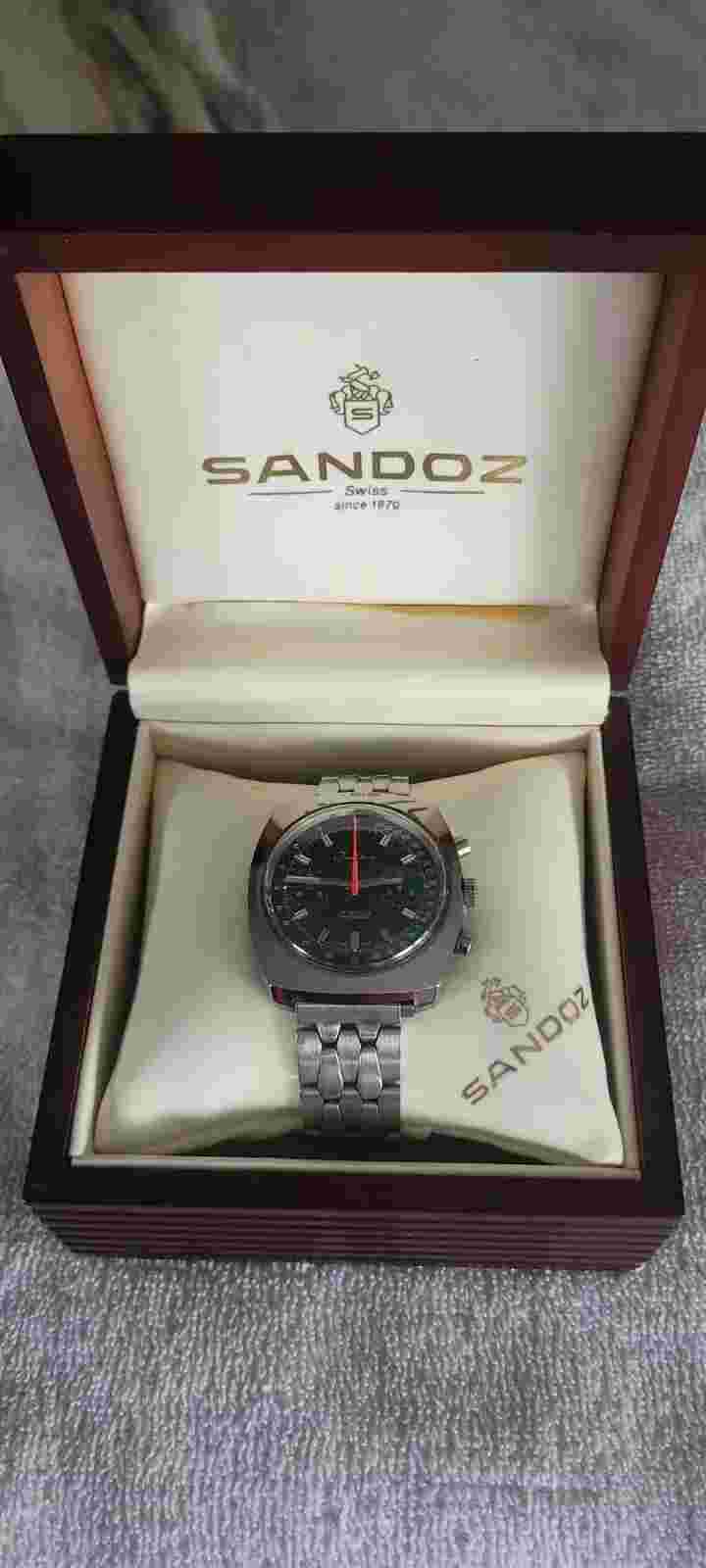Vintage Watch  Mint 1970s DARK BLUE SANDOZ/TRADITION VALJOUX 7733 CHRONOGRAPH