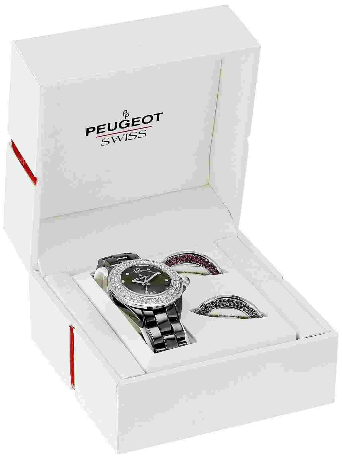 Peugeot Women's PS4910WT Swiss Ceramic Interchangeable Bezel Set Watch