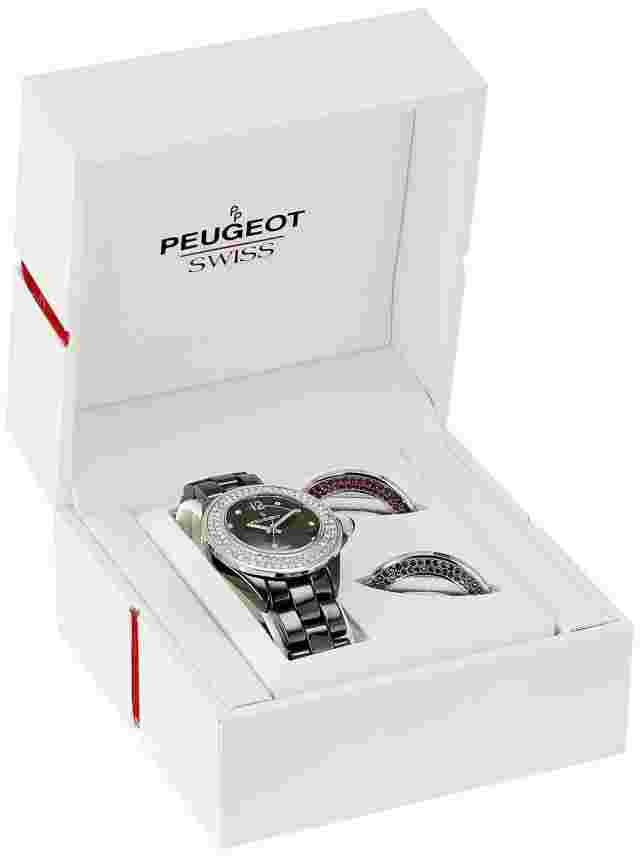 Peugeot Women's PS4910WT Swiss Ceramic Interchangeable Bezel Set Watch