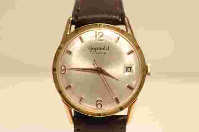 VINTAGE RARE LUXURY MEN'S SWISS GOLD PLATED MECHANICAL WATCH "GIGANDET" 17 J.