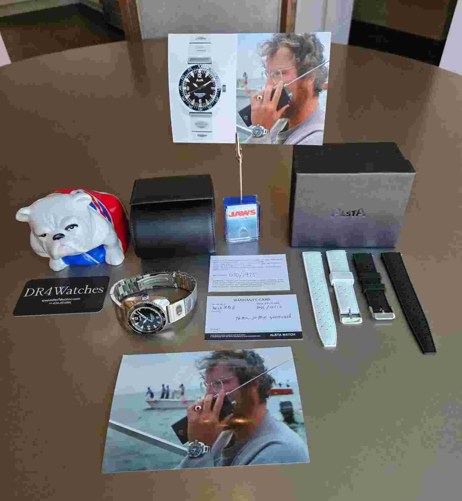 Alsta Nautoscaph "Jaws" Watch on Hooper Bracelet; Full Set w/ Extras; Rare+Cool!