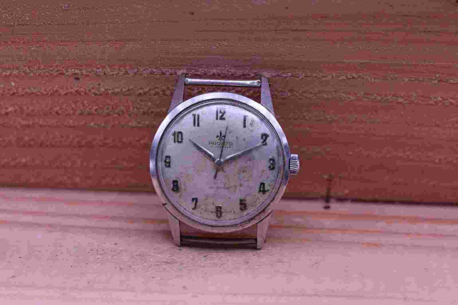PRONTO SWISS 17j VINTAGE MEN'S WRIST WATCH 32.6mm 18.8mm LUG CAL. FF ST 96 (HR)