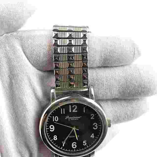 Precision By Gruen Quartz Wristwatch Metal Bezel Rocker Goth Punk Style Watch