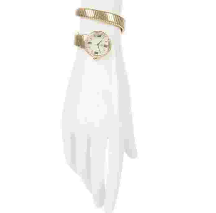NEW Colleen Lopez HSN $155 Round Dial Coil Wrap Bracelet Watch gold / Silvertone