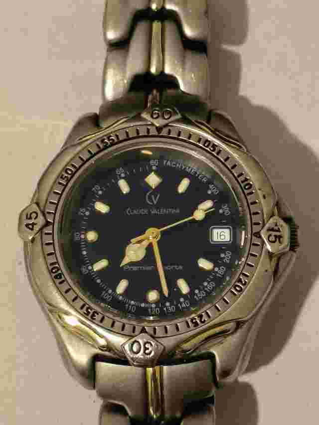 Vintage BNIB Mens CLAUDE VALENTINI Blue Dial Quartz Watch. New Battery. M1944RJ