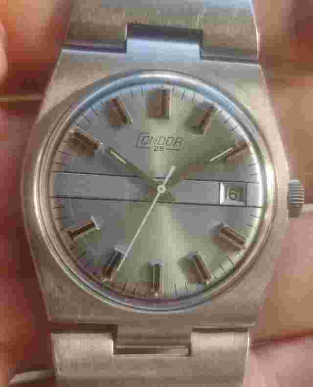 Vintage men's Condor automatic watch ETA 2783 grey dial Seiko bracelet