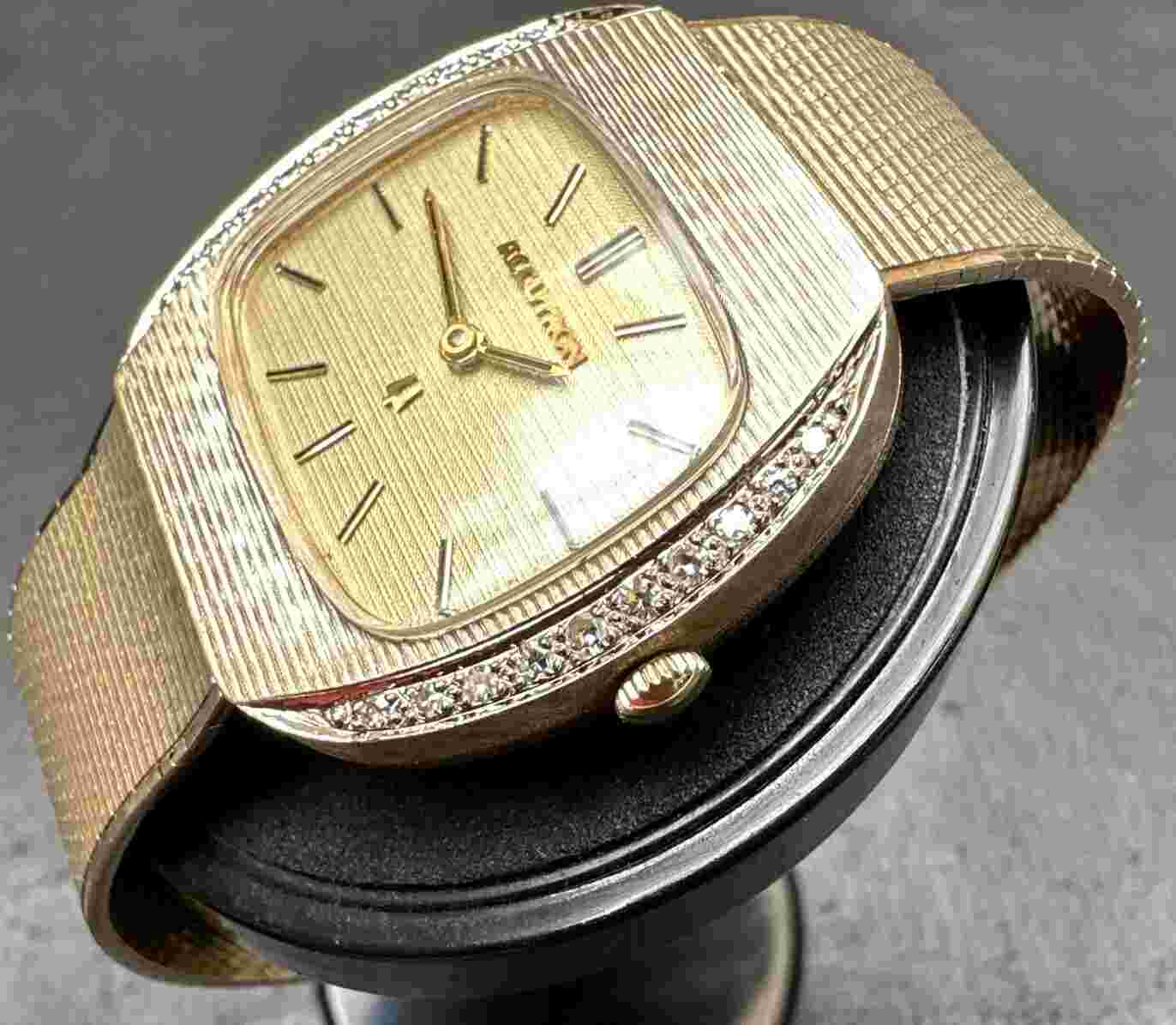 Vintage Solid Yellow 14K Gold & Diamond Accutron Men’s Watch AMAZING!