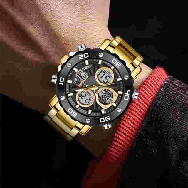 BANGWEI Men Sport Watches Brand Steel Wristwatch Military Digital Quartz Watch