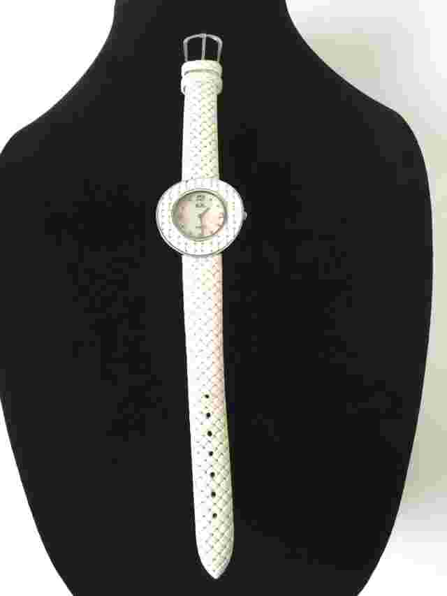 Vintage Kenneth Jay Lane Watch W  White Braided Leather Band