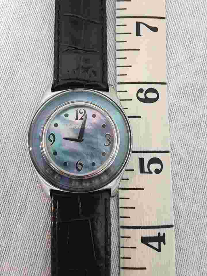 Honora Wristwatch Floating Mother Of Pearl Decorative Bezel Faux Leather Band