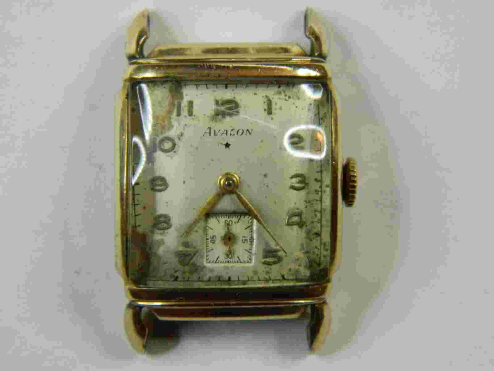 VINTAGE SWISS AVALON 10K GOLD FILLED MENS 17J WATCH - RUNS - REPAIR
