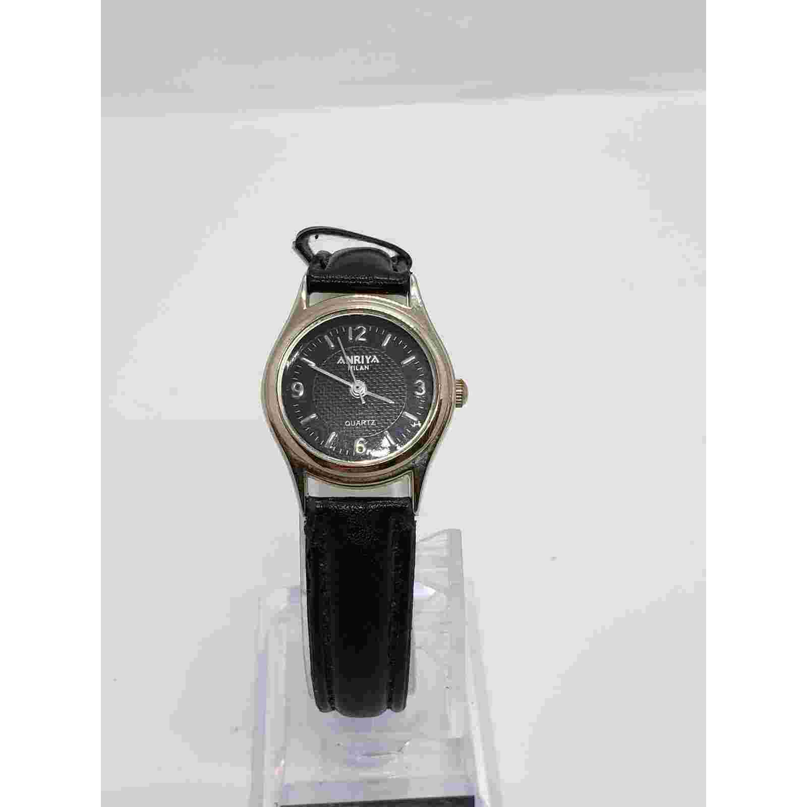 Anriya Milan women's watch. Small black face with silver accents