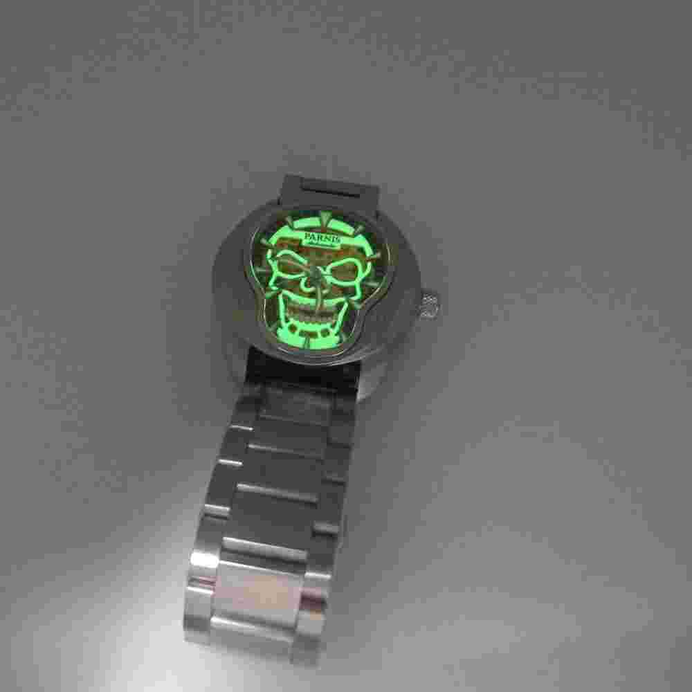 43mm Parnis Sapphire 21 Jewels Miyota 8N24 Automatic Men's Watch Luminous Skull