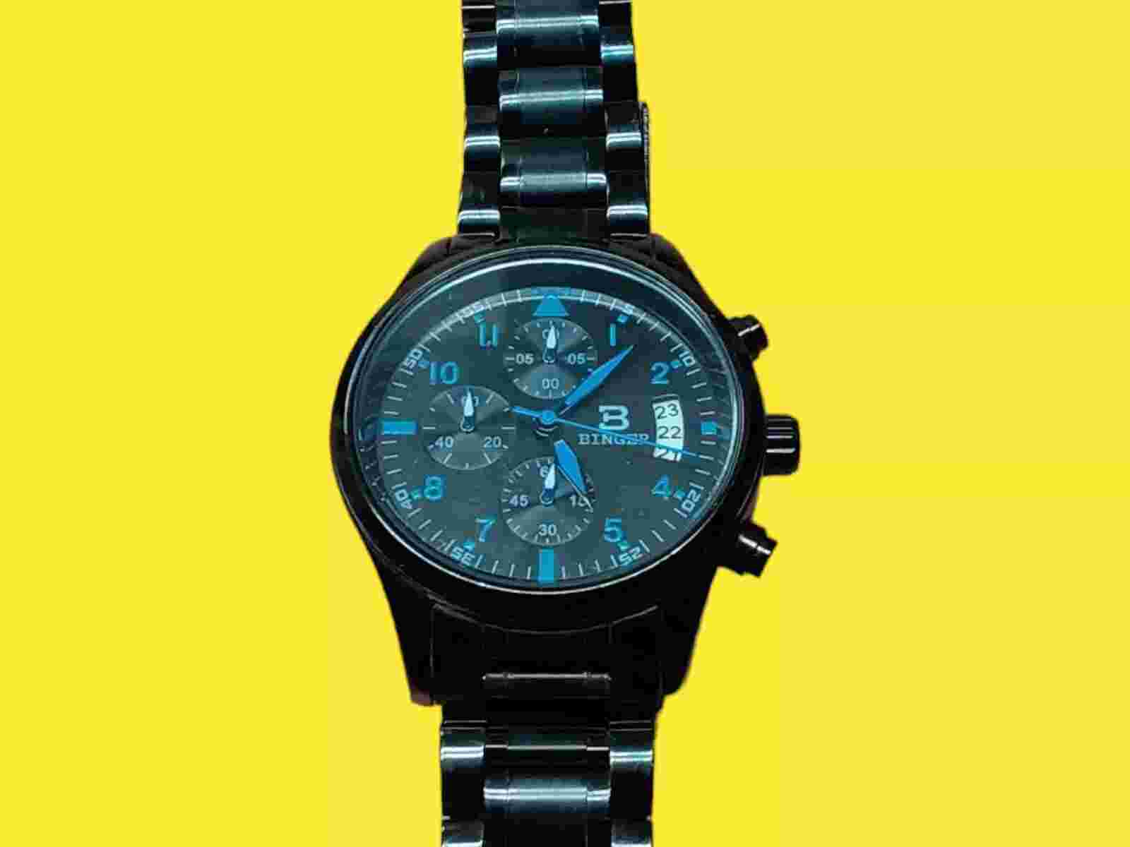 Binger B-9202M-1 Quartz Gents Multi Dial SS WR SW Chronograph Wristwatch