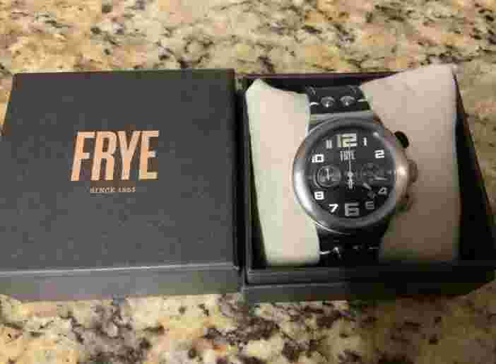 Frye Men's Moto Engineer Chronograph Black Leather Strap 48mm Watch