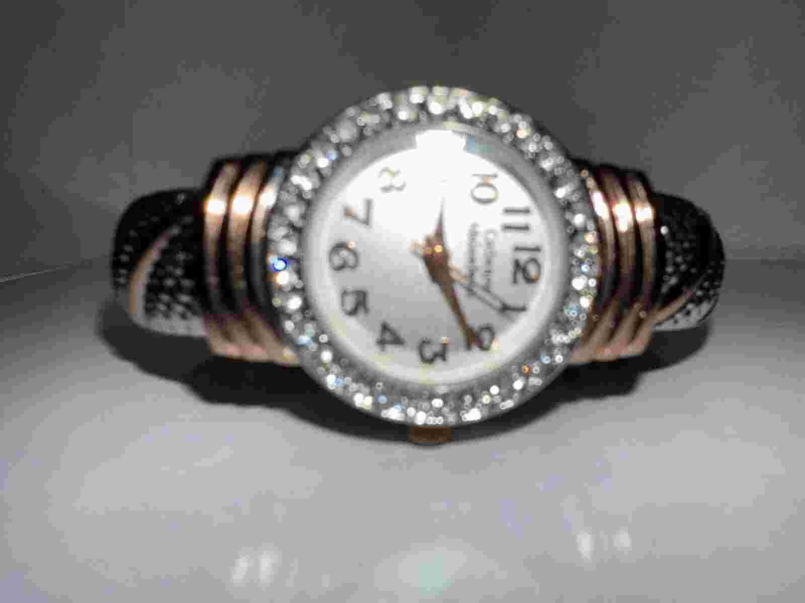 Catherine Malandrino Gold Silver Tone Hinged Cuff Watch New