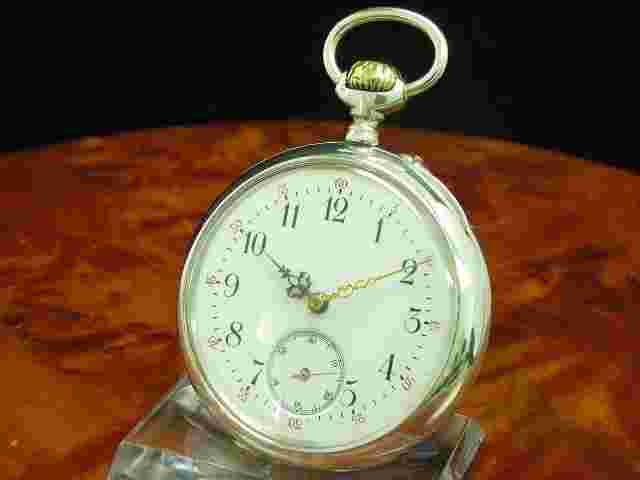 Phenix 800 Silver Open Face Pocket Watch Incl. Chain