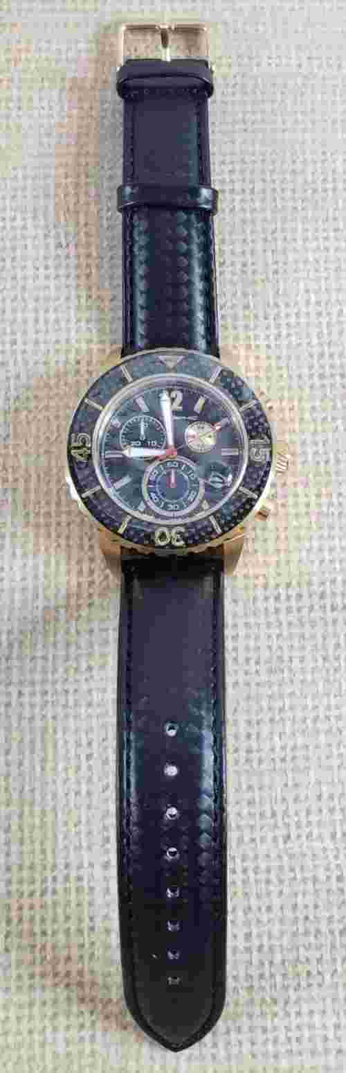 MORPHIC M51 Series Chronograph Black Leather Men's Watch With Date Mph5102