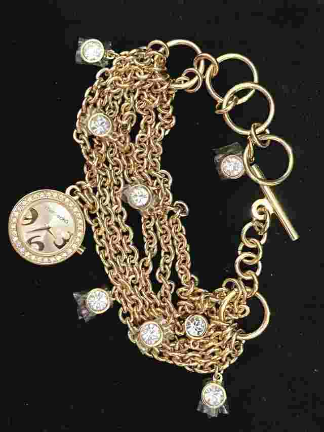 MARC ECKO Multi Chain Bracelet Women Wrist Watch E12506L2 Gold Quartz #31 New