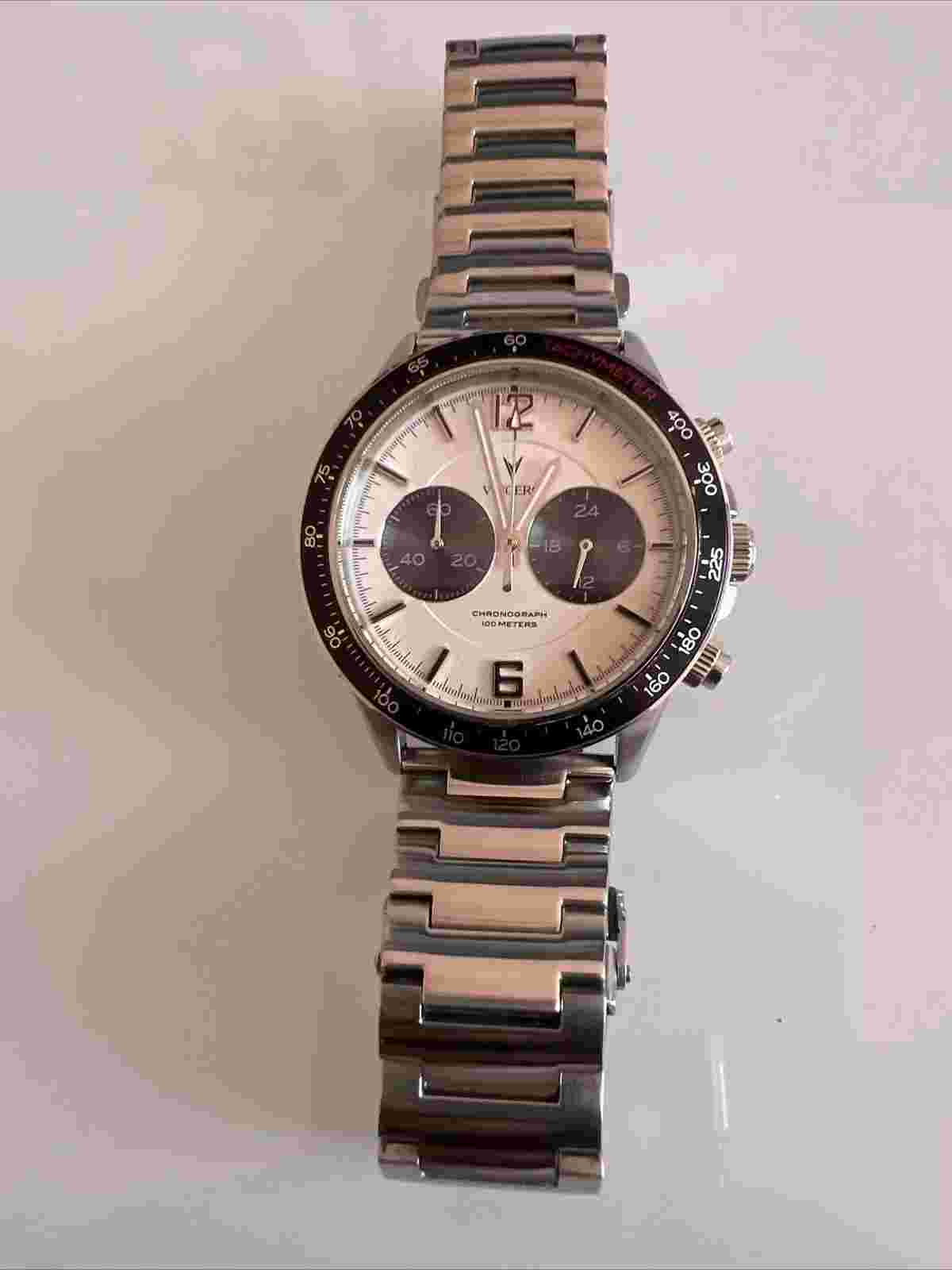 vincero mens watch, chronograph , 43mm Case, 24 Hour Function.