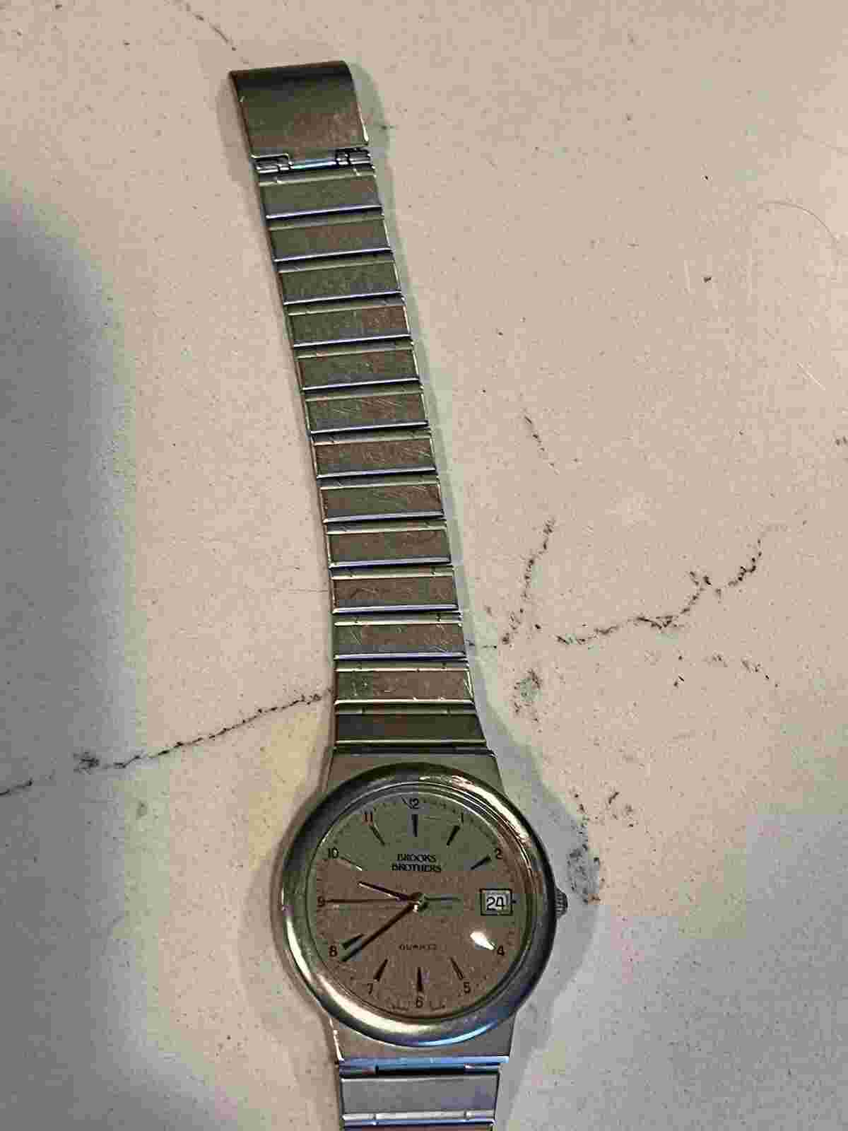 Brooks Brothers Men's Used Watch Gray Dial Quartz Condition SS Water Resistant