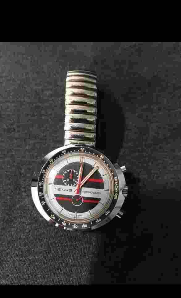 Sears Easy Rider Watch By Heuer Chronograph Rare Mechanical Bracelet For Repair