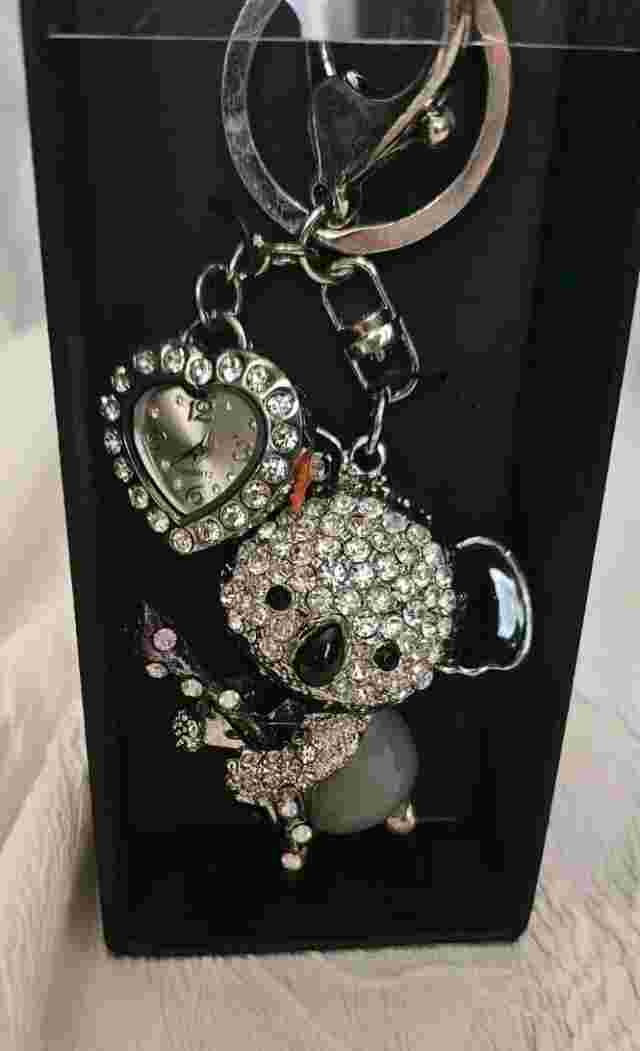Alexis Bendel Rhinestone Koala Bear Heart Keychain with watch. NIB Koala Lover