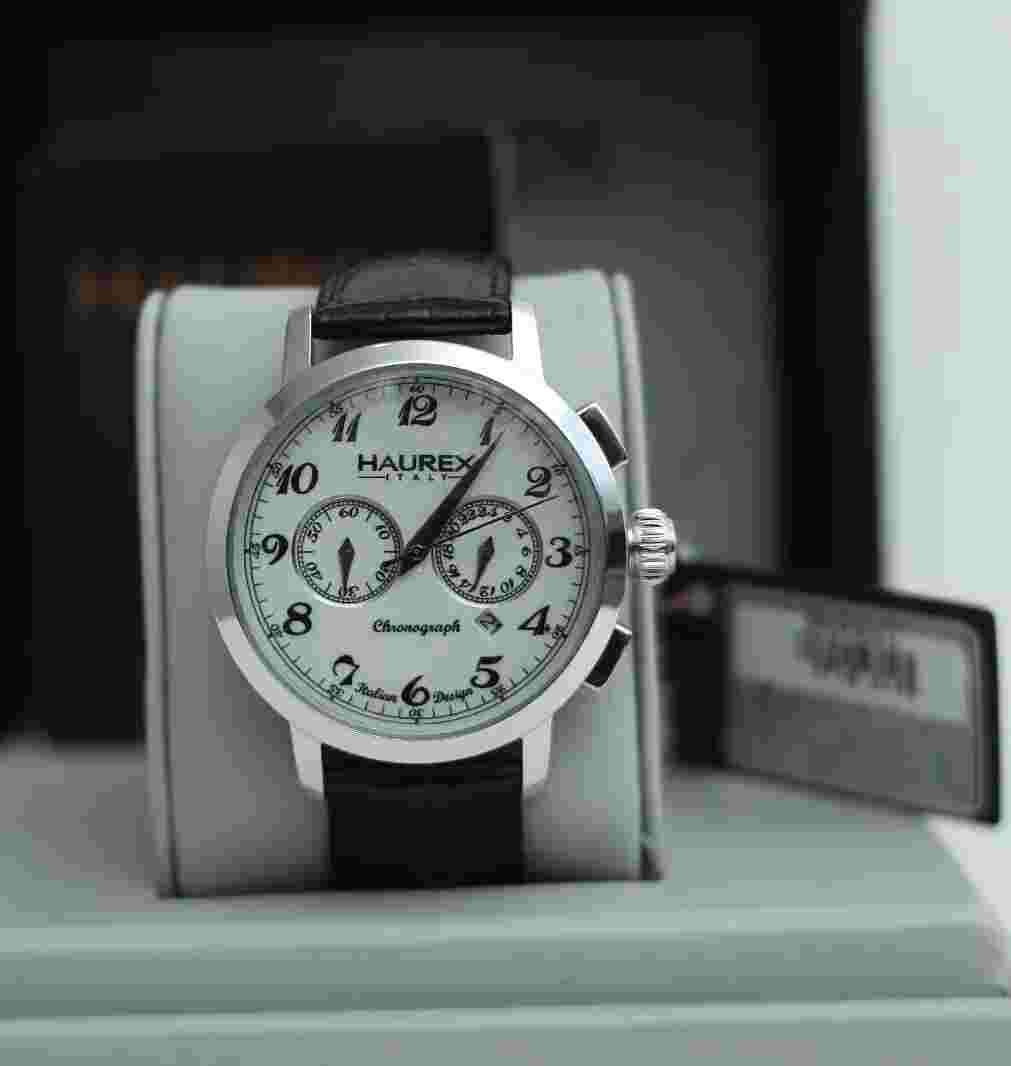 Haurex Italy 9A343UC1 Maestro Chronograph White Dial Mens Luxury Watch