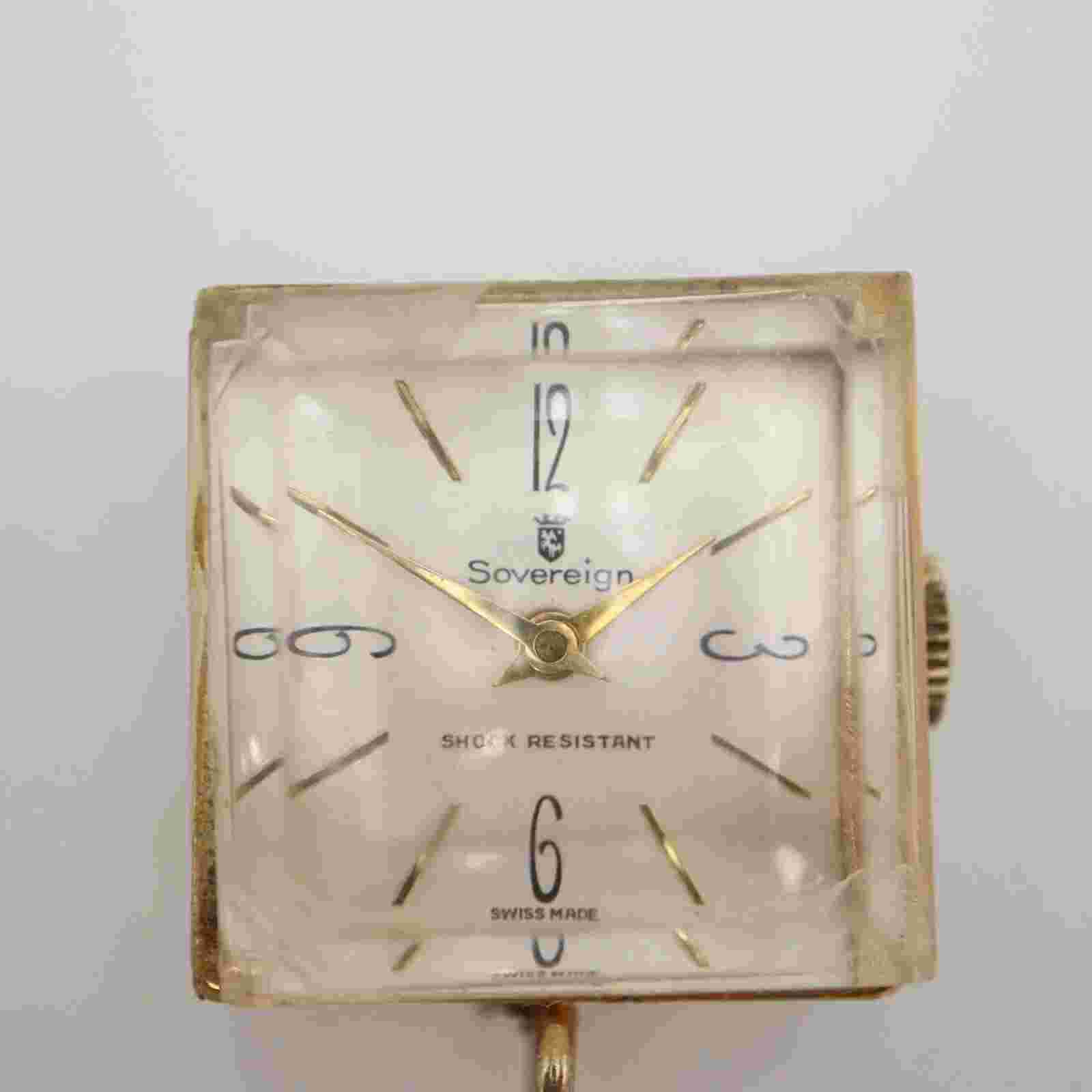 Vintage Sovereign Mechanical Swiss Watch Pendant Cube Skeleton Back PARTS/REPAIR