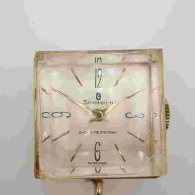 Vintage Sovereign Mechanical Swiss Watch Pendant Cube Skeleton Back PARTS/REPAIR