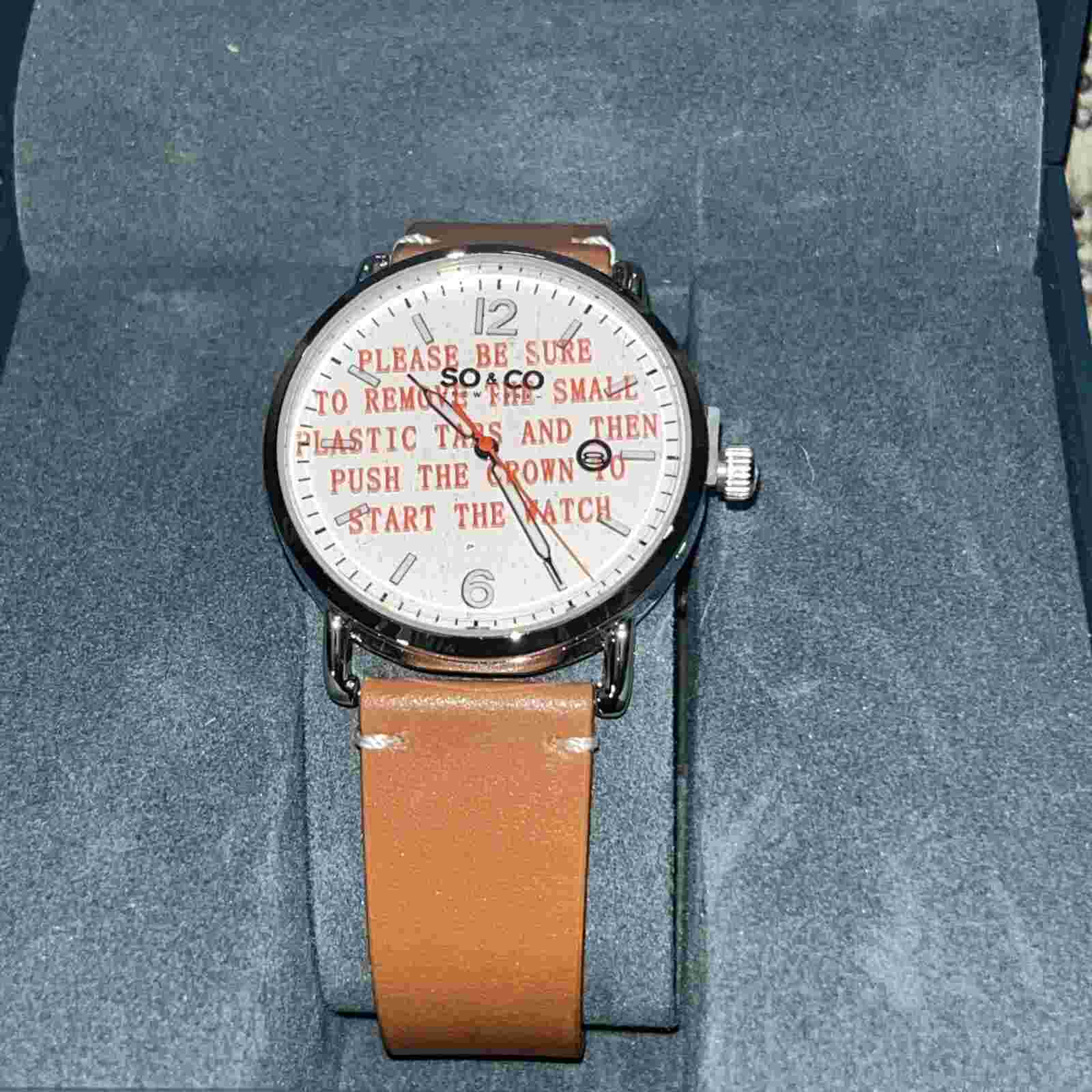 SO & CO NEW YORK Madison B110027 40mm Watch Tan Leather Strap/ Silver Case