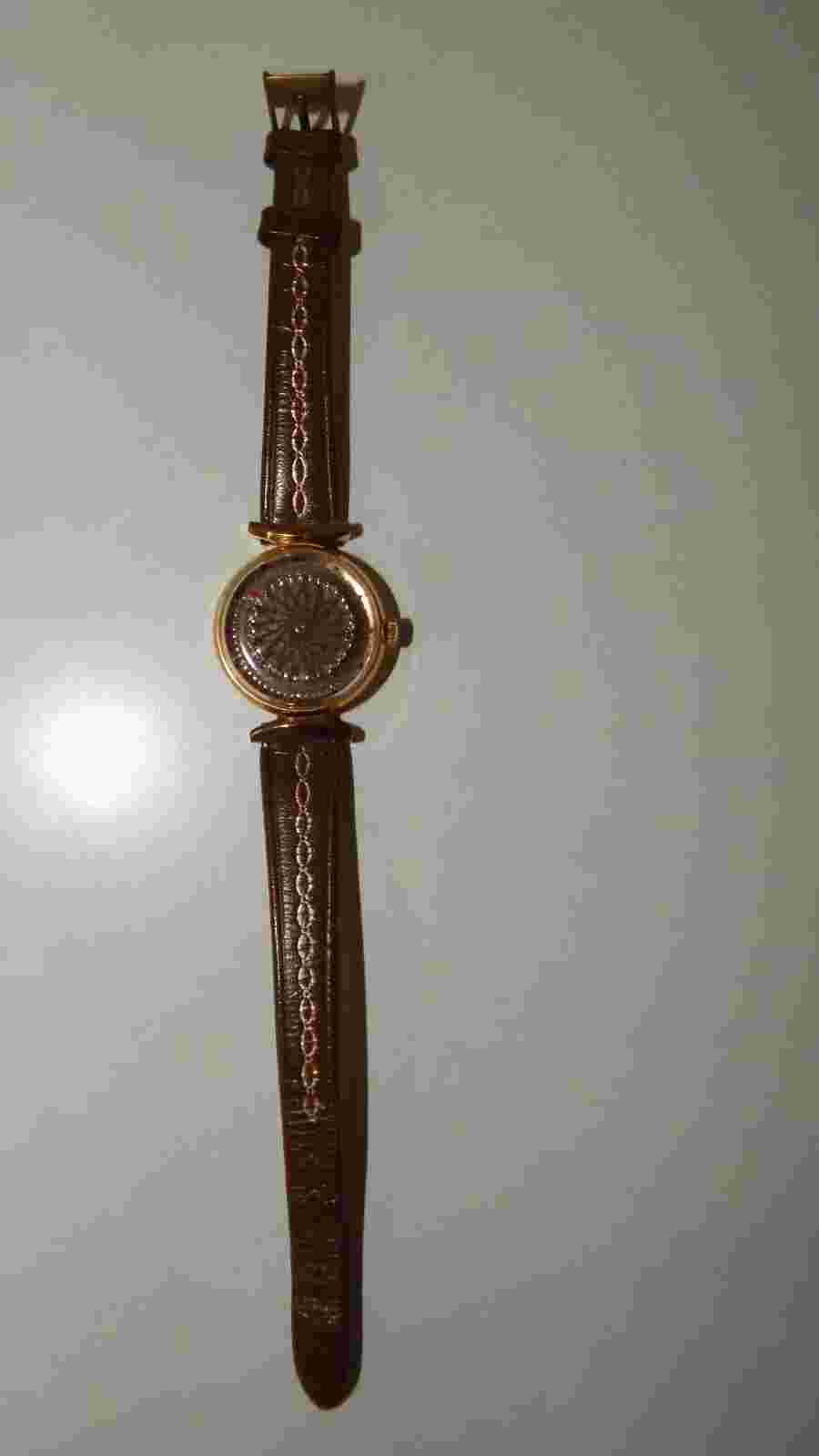ERNST BOREL Cocktail Kaleidoscope Crystal Dial Manual 17 Jewel Swiss Watch Brown