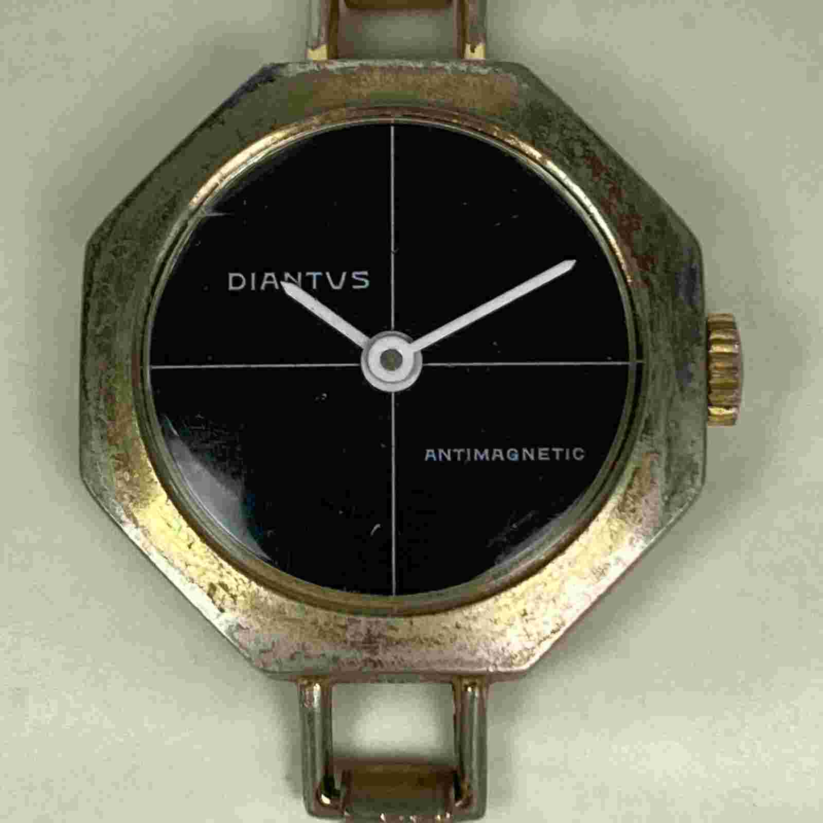 Vintage Diantus Swiss Watch Women 27mm Octagon FOR PARTS REPAIR Manual Wind Up