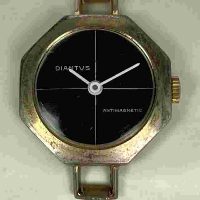 Vintage Diantus Swiss Watch Women 27mm Octagon FOR PARTS REPAIR Manual Wind Up