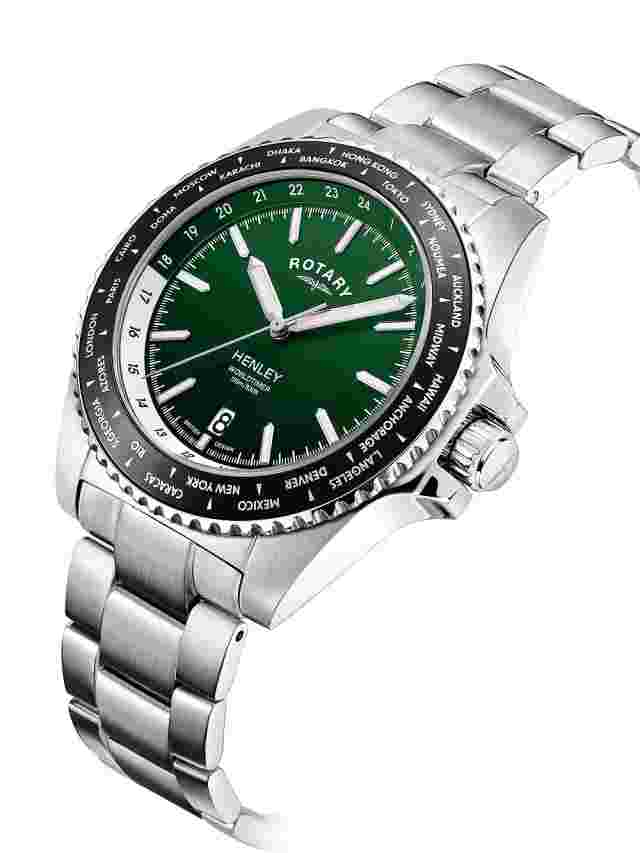 Rotary GB05370/78 Henley World Timer Mens Watch 41mm 10ATM