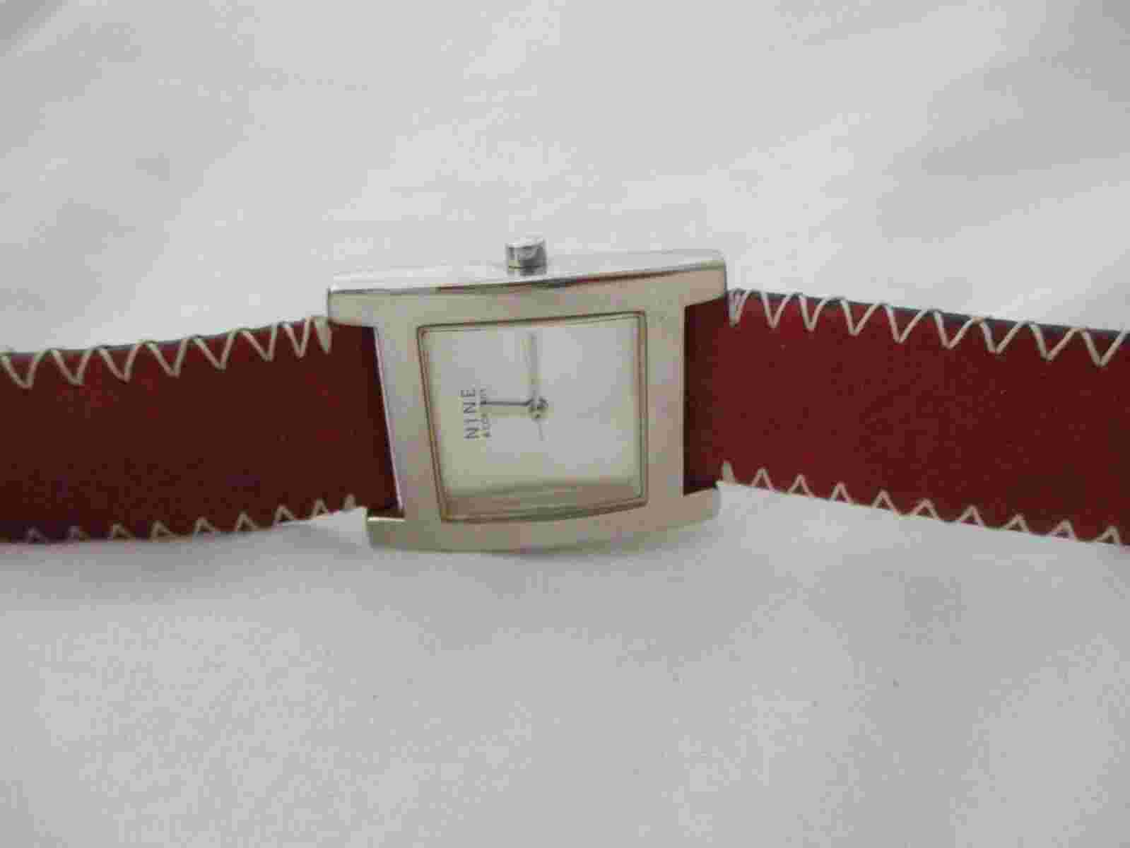 Nine & Company Watch, Square Face, Red Buckle Band, WORKING!