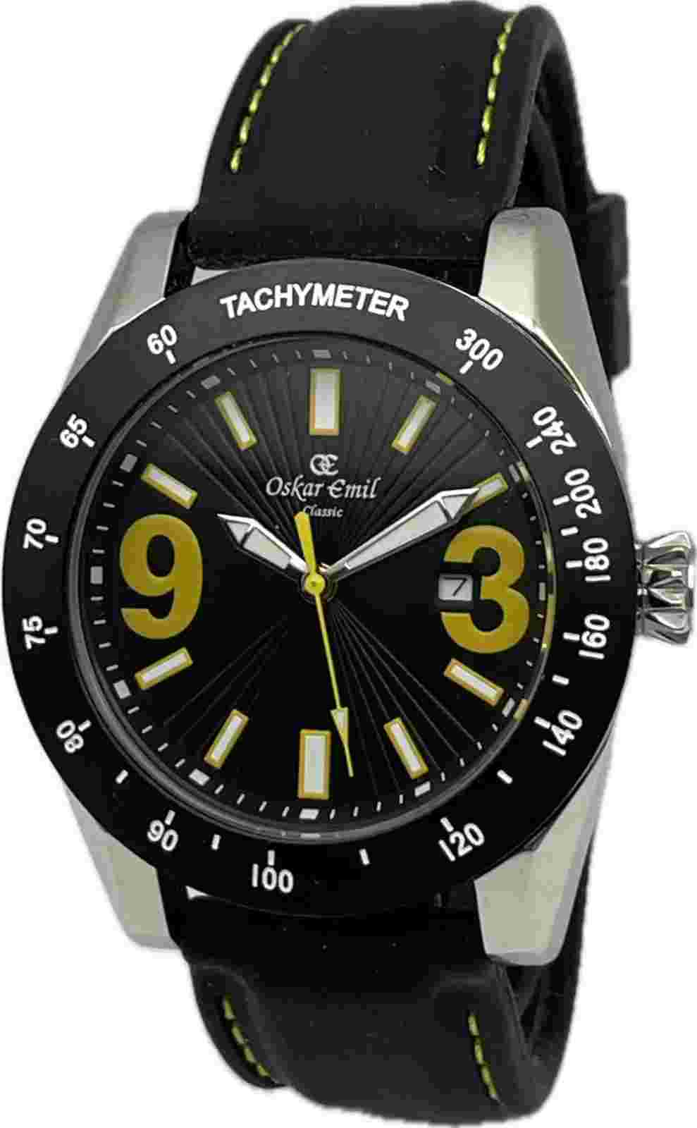 Oskar Emil SAPPORO Quality Gents Sturdy Watch Date/Tachymeter With Rubber Strap