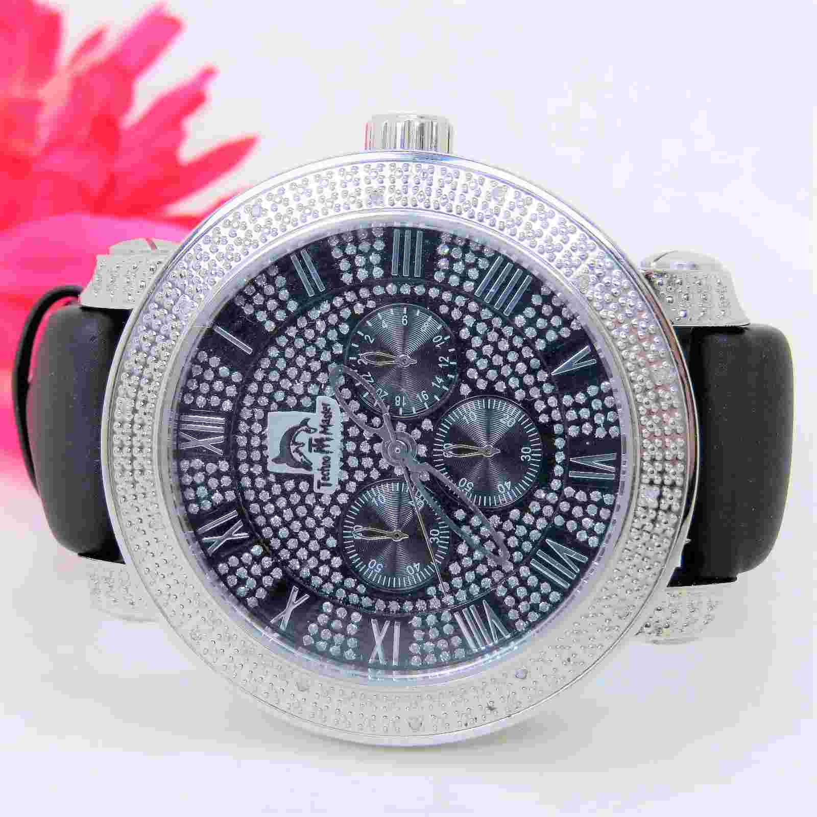 Techno Master Men's watch 0.25 TCW Dia's w/ Black Deploy Band TM2108 -MUST SELL