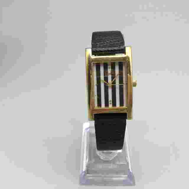 Barbie Tank Watch Women 22mm Gold Tone Black Striped Leather Band New Battery