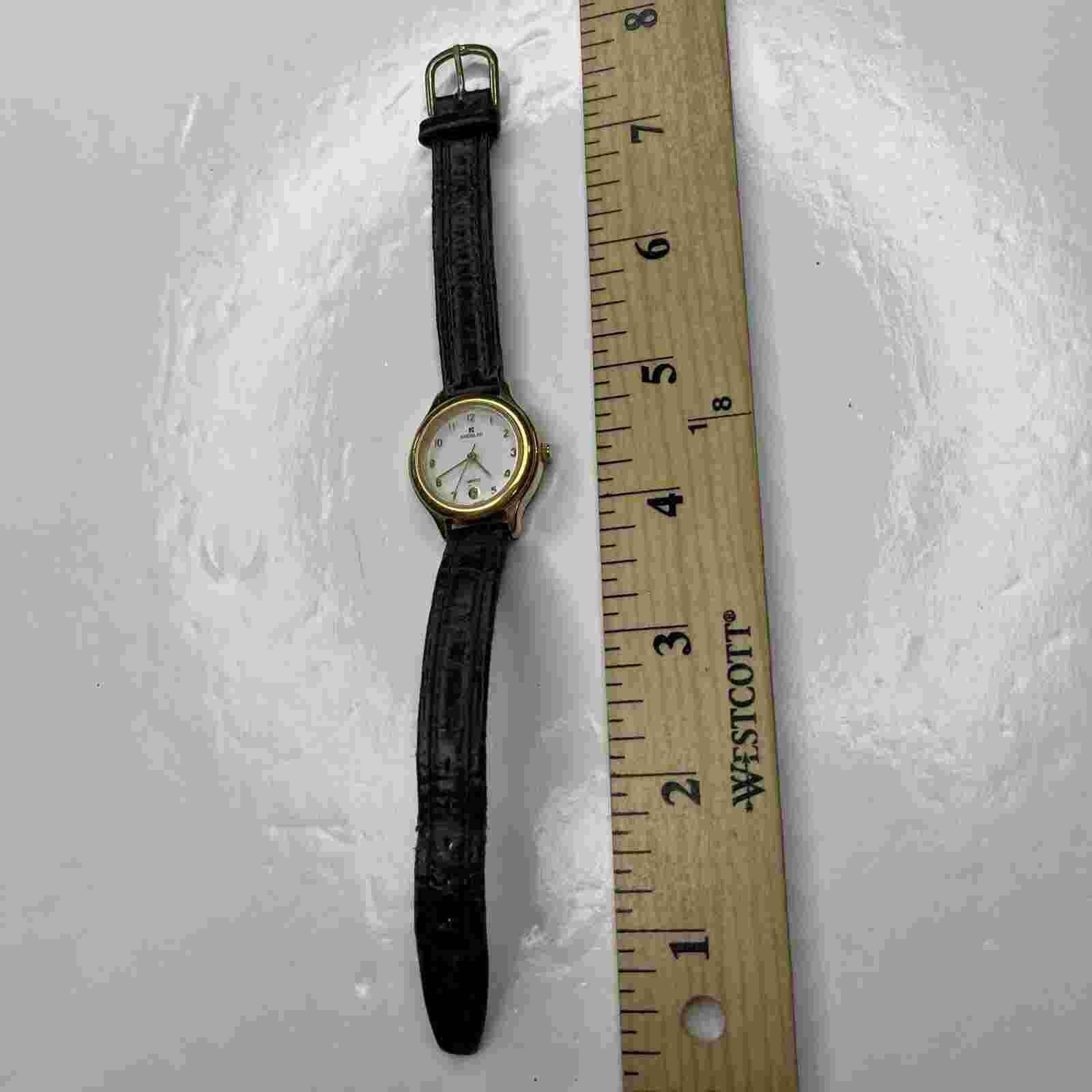A Kreisler Chrono Japan Gold Black Leather WR30M Ladies Stainless Untested