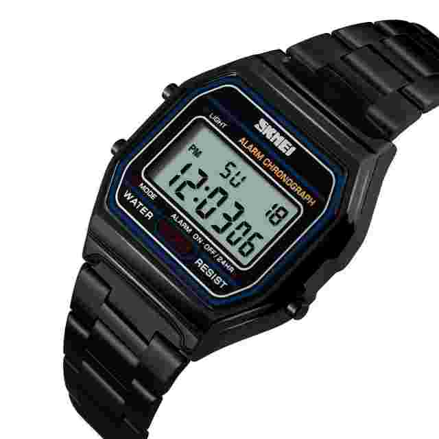 Lovely Display Digital Watch 30m Water Resistant Black Alarm Rubber Strap